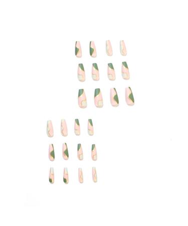 KXAMELIE Matte Press on Nails - Green Swirl Gold Lines Coffin Fake Nails (24 PCS) | Unique Nail Art for Women - Buy Online on GoSupps.com