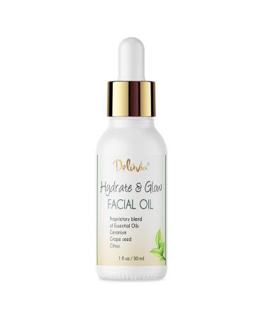 Deluvia Hydrate & Glow Facial Oil Face Oil for Dry Skin Sensitive Skin Grapeseed Oil for Skin Essential Oils for Face Care Face Moisturizer Skin Care by Deluvia