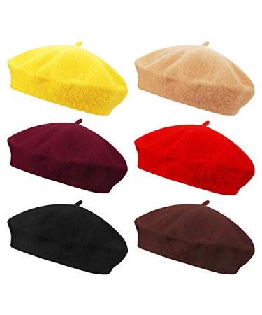 Anteer 6 Pieces Wool Beret Hat French Style Beanie Hats Fashion Ladies Beret Caps for Women Girls Lady 6-color Set - Buy Online on GoSupps.com