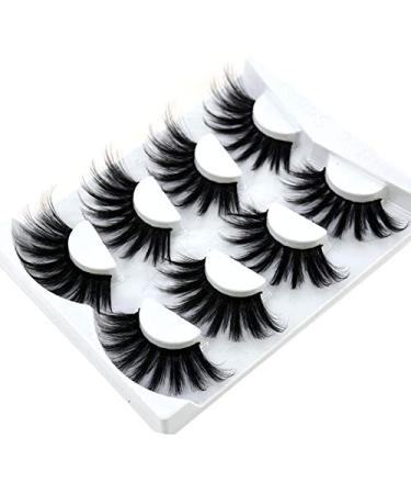 Buy NEW 4 Pairs 3D Mink Hair False Eyelashes | Criss-Cross Wispy & Fluffy 25-30mm Extensions | Handmade Eye Makeup Tools - Buy Online on GoSupps.com