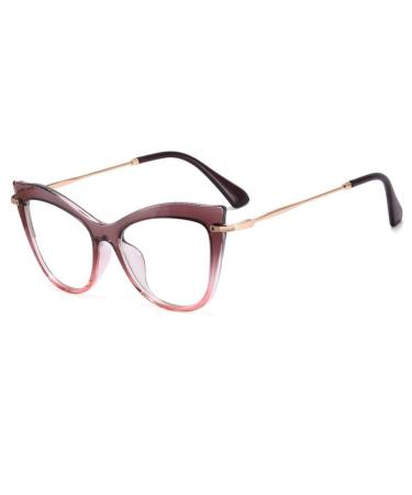 Large Fatigue Relieve Cat-Eye Computer Readers Blue Light Blocking Reading Glasses Eyeglasses Flat Light Mirror +150 Pink