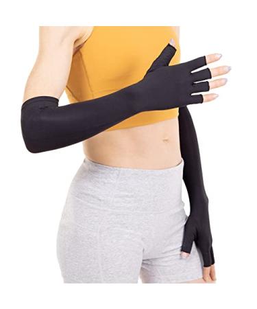 BraceAbility Compression Arthritis Gloves - Fingerless Copper Support for Carpal Tunnel and Hand Swelling Pain (Pack of 2) Medium