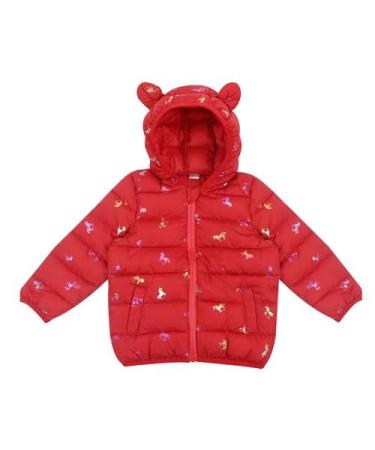 Hooded Coat for Kids Winter Jacket Toddler Padded Coat Warm Puffer Jacket Infant Waterproof and Lightweight Outwear Long Sleeve for Boys Girls 18-24 Months 18-24 Months Red