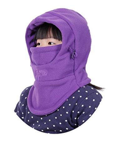 ZZLAY Children's Balaclavas Hat Thick Thermal Windproof Ski Cycling Face Mask Caps Hood Cover Adjustable Cap Purple