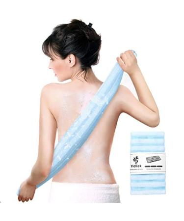 Yiclick Exfoliating Washcloth Towel - Exfoliating Body Scrubber, Loofah Wash Sponge - Korean & Japanse & African Washcloth - Soft + Rough Exfoliating Back Scrubber - for Senstive and Rough Skin Blue