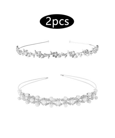 Csirnto 2-Piece Bridal Hair Accessories - Faux Pearls & Rhinestone Wedding Hair Band for Brides - Buy Online on GoSupps.com