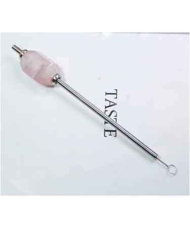 Natural Rose Qaurtz Stainless Steel Straws Crystal Healing Drinking Straws Reusable and Eco Friendly - 7.87" Long with Storage Box and Cleaning Rod (Pink) - Buy Online on GoSupps.com
