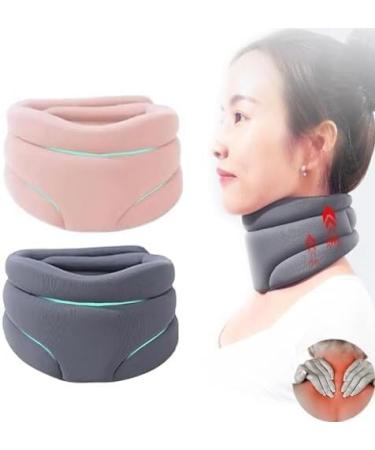 Neck Brace for Neck and Support Cervical Neck Brace for Snoring Neck Brace for Sleeping Neck Braces for Women & Men 1pcs yl-105023(Color:Pink+Grey)