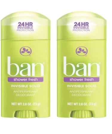 Ban Deodorant 2.6 Ounce Invisible Solid Shower Fresh (76ml) (Pack of 2) 2.6 Ounce (Pack of 2)