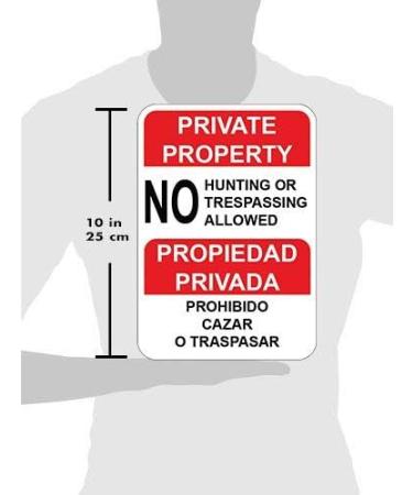Private Property No Hunting or Trespassing Metal Sign - English and Spanish - Buy Online on GoSupps.com