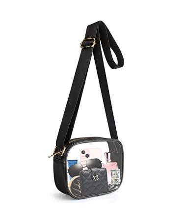 Clear Crossbody Bag, Stadium Approved Clear Purse Bag for Concerts Sports Events Festivals Black