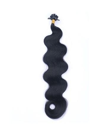 Keratin Bonding Corrugated Hair Extensions - #1 Black 50cm 200 Strands 100% Remy Real Hair Easy Use Wavy - Premium Micro Ring Quality - Buy Online on GoSupps.com