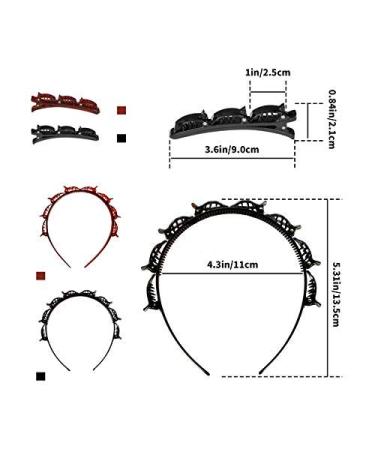 SHUNMEIL 6PCS Double Bangs Hairstyle Hairpin Set - Woven Large Hair Accessories - Headband Hair Bands in Black, Brown, and Pink - Buy Online on GoSupps.com