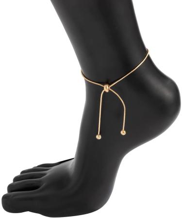 Xerling Simple Boho Gold Silver Adjustable Ankle Bracelet for Women - Minimalist Foot Jewelry in Gold - Buy Online on GoSupps.com