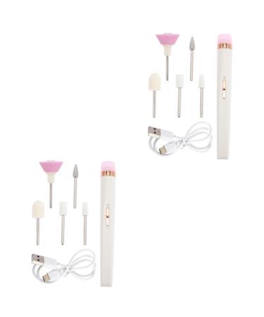 FRCOLOR 2 Sets Nail Polisher Nail Drill Manicure Tool Nail Kits Professional Manicure Kit Motor Kit Professional Nail Drill Kit U as Acrilicas Nail Tool Cordless White Plastic