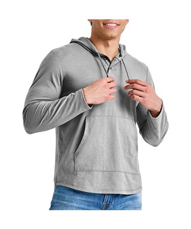 Hanes Originals Mens Pullover Hoodie, 100% Cotton Jersey Large Light Steel