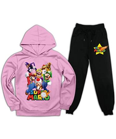 Kids Pullover Hoodie and Sweatpants Suit for Boys Girls 2 Piece Outfit Jogging Tracksuit Sweatshirt Set Medium Pink and Black