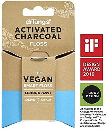 Drtungs Vegan Activated Carbon Dental Floss - PTFE & PFAS Free Gentle on Gums BPA-Free Expands & Stretches - Natural Cotton Wool for Healthy Smiles - Buy Online on GoSupps.com