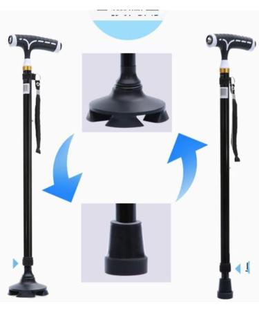 Crutches for The Elderly Four-Legged Telescopic Elderly Aluminum Alloy Lightweight Multifunctional Cane Cane with Light and Non-Slip Walking Stick Smooth Sailing - Buy Online on GoSupps.com