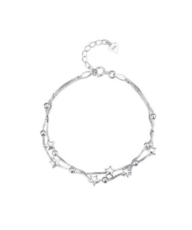 SOIMISS Star Bracelet Women Bracelets Bracelet for Women Decorative Chain Bracelet Moon Pendant Woman Bracelet Star Bangle Bracelets for Women Women's 925 Sterling Silver Double Layer