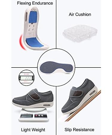 youyun Men's Wide Walking Shoes for Diabetic Feet | Non-Slip & Breathable Casual Footwear (7.5-8 Wide, Grey) - Buy Online on GoSupps.com