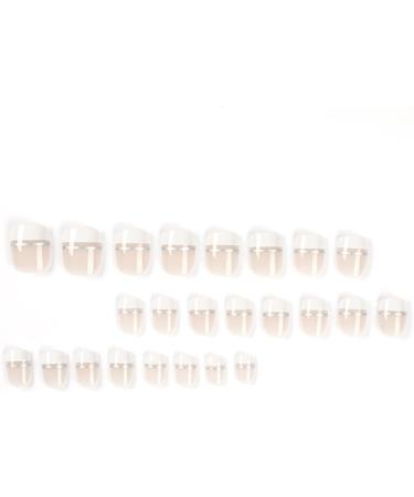 Justotry 24 Pcs Short White French Press on Nails - Nude Squoval Fake Nails with Nail Glue for Women - Buy Online on GoSupps.com