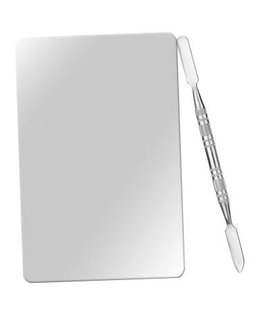 Palette de Maquillage Professionnelle Acier Inoxydable avec Spatule Plateau M langeur pour Fond de Teint Pigments et Ongles Facile Nettoyer et R utilisable