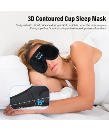Sleep Mask with Bluetooth Headphones - 3D Blackout Eye Patches | Ultra-Thin Stereo Speakers & White Noise for Side/Back Sleepers | Perfect Travel Gift for Women & Men - Buy Online on GoSupps.com