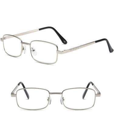 Eyglajdd Metal Rectangle Reading Glasses - Unisex 1 Pack | Scratch Resistant Silver | 2.0x Visual Aid for Men & Women - International Shipping Available - Buy Online on GoSupps.com