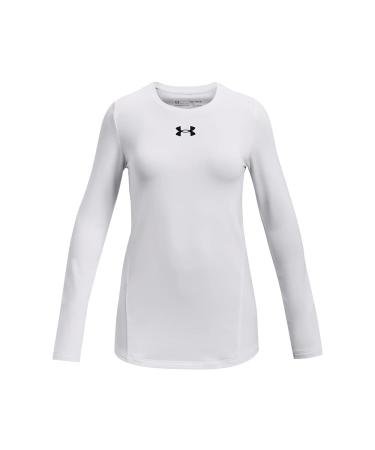 Under Armour Girls' Cozy Long Sleeve Crew Neck T-Shirt White (100)/Black Medium