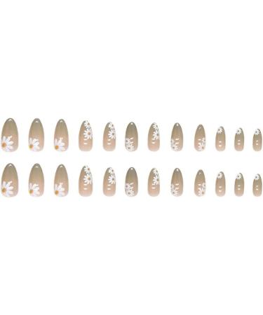 JUSTOTRY 24 Pcs Floral Oval Short False Nails in Lime Green - French Press on Fake Nails with Nail Glue - Matte Almond Medium Stick on Nails for Women - Nail Art Accessories - Buy Online on GoSupps.com
