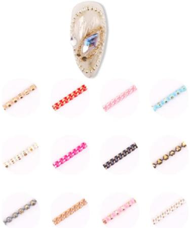 Nail Art Chain Nail Art Metal Rivet Chains Mixed Design DIY Nail Decoration Accessories 12 Grids for Women Style2 - Buy Online on GoSupps.com