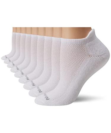 No nonsense womens Soft & Breathable Cushioned No Show With Back Tab, 9 Pair Pack Running Socks, White - Pair Pack, 4-10 US