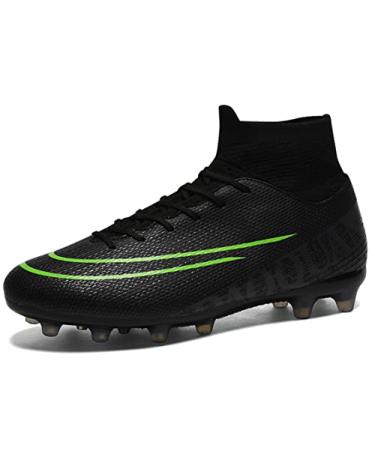Qzzsmy Mens Soccer Spikes Professional Turf Soccer Shoes Mens Indoor/Outdoor Competition/Training/Athletic Big Boy's Sneakers 8 Cd-black