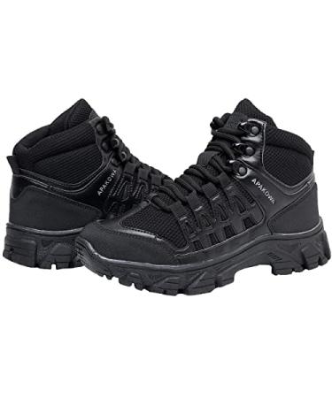 Dirafy Kids Outdoor Ankle Hiking Boots | Boys Breathable Lightweight Lace-Up Trekking Shoes 5 Big Kid Black