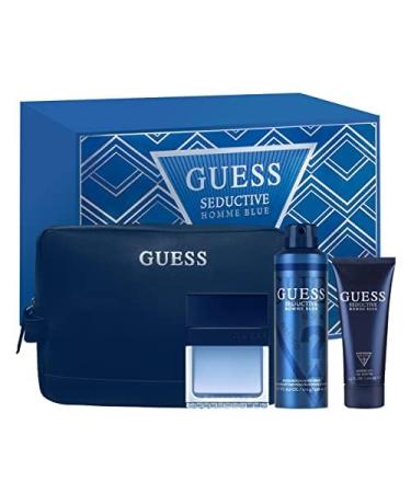 Guess Seductive Homme Blue 3.4oz EDT Spray 6.0oz Deodorant Body Spray 3.4oz Shower Gel Pouch Men 4 Pc Gift Set - Buy Online on GoSupps.com