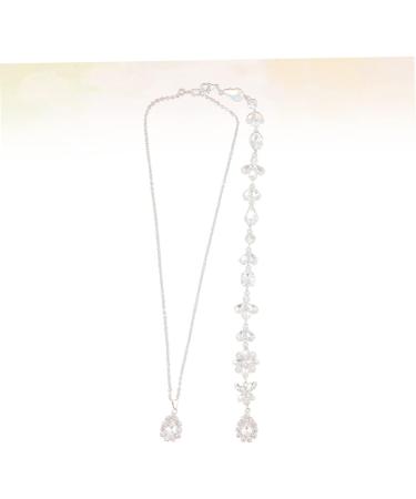 OATIPHO Zirconia Necklace Crystal Necklace Pearls Necklace Crystal Back Necklace Wedding Necklace Pendant Prom Miss Birthstone - Buy Online on GoSupps.com