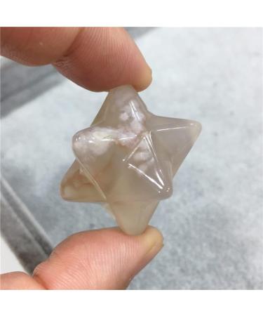 Natural Crystal Rough 1PC Natural Cherry Blossom Agate Crystal Stone Merkaba Hand Carved Crafts Home Decoration As Gift - (Size: 1PC 20mm) - Buy Online on GoSupps.com