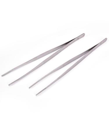Stainless Steel Tweezer Professional Straight Pointed Tweezer for Medical Dressings Gardening and Manual Work (8"/12") 2 8"+12"