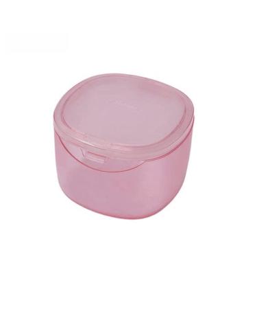 Denture Case Denture Cup with Strainer Scotte Denture Case Dentures Box Denture Brush Retainer Case Denture Cups Bath Retainer Cleaning Case (Pink)