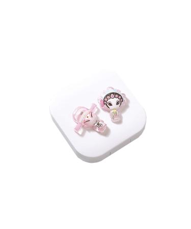 Optometry lens container contact lens container box contact lens box in Chinese style simple cute portable for girls compact partner mini (color: pink 1) (color: pink 2) (color: white 2