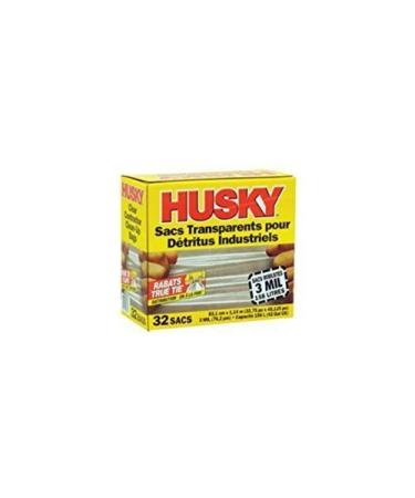 Husky Heavy Duty Clean-Up Trash Bag, Polyethylene Resin, 42 gal, 45-1/8 in L x 32-3/4 in W x 3 mil T, Clear