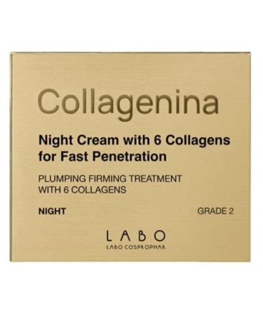 Laboratory Collagenina Face Night Cream Grade 2 with 6 collagens for fast penetration 50 ml