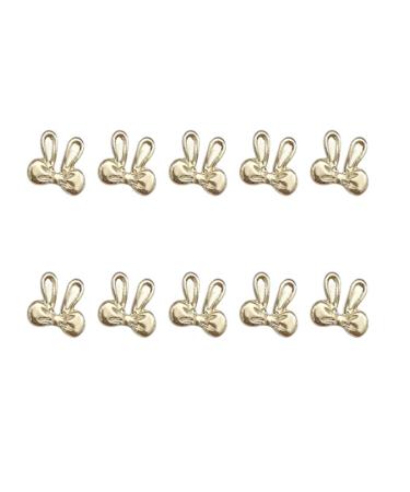 10Pieces Gold/Silver 3D Punk Metal Nail Studs Bows Rabbit Ribbon Nail Rivet Gems Nail Art Jewels For Nail Art Designs Nail Art Jewels 16 Cute Rabbit Ears