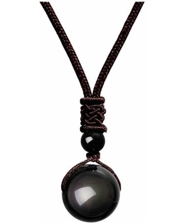 Soulnioi Natural Healing Crystal Obsidian Pendant Necklace & Bracelet Set for Protection - Black Onyx Beads - Silver Adjustable - 1pc - Buy Online on GoSupps.com