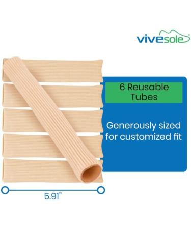 ViveSole Toe Sleeve Protector Tubes with Gel Lining - 6 Pack for Bunion, Hammer Toe, Callus Corn, Blister - Large Size - Buy Online on GoSupps.com
