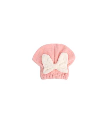 New Super Bow Absorbent Shower Caps For Wet Hair Microfiber Coral Velvet Bow Dry Hair Cap Bath Cap Absorbs Water And Dries Quickly Cute Household Shower Caps (Pink)