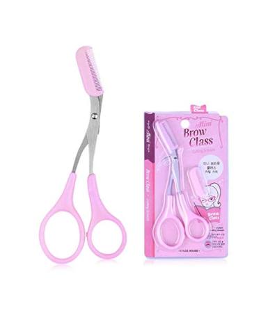 KDDOM 1 Pcs Stainless Steel Eyebrow Scissors With Comb,Curved Eyebrow Trimmer Grooming Small Scissors(Pink)