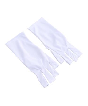 Ipetboom Manicure Glove 1 Pair Uv Shield Glove Chinese Wooden Pillow Anti Uv Glove Silicone Ear Display Half-Finger Gloves Gel Manicure Gloves Nail Cotton Glove White Anti-uv Cotton Gloves