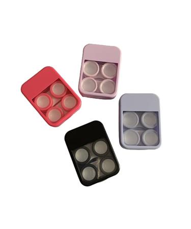 AOYEAH Portable Contact Lens Case with Solid Color Duplex Companion with Mirror Organizer Set Practical Travel Accessory Black